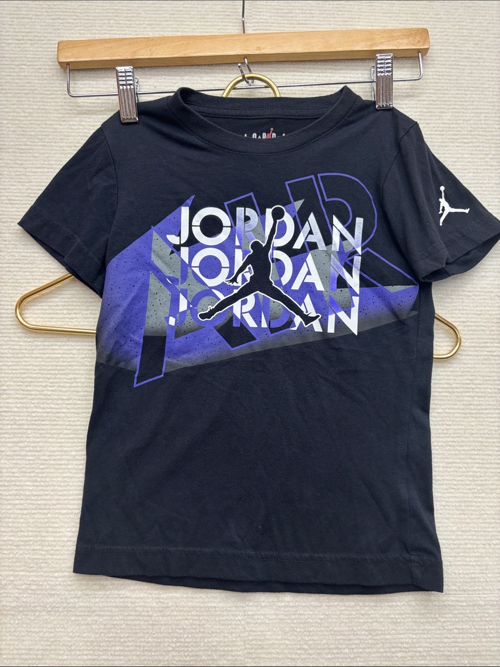 Jordan Black Tee with Purple & White Graphic